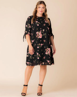 Manhattan A-Line Shift Dress in Midnight Peony Print