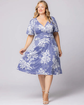 Jemma Ruched Tie Dress - Sale! in Misty Lavender Florals