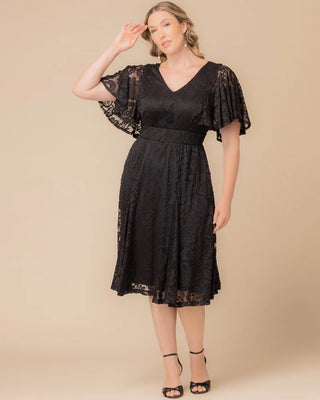 Camille Lace Cocktail Dress in Onyx