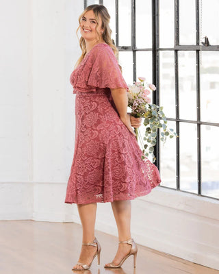 Camille Lace Cocktail Dress in Rose Pink