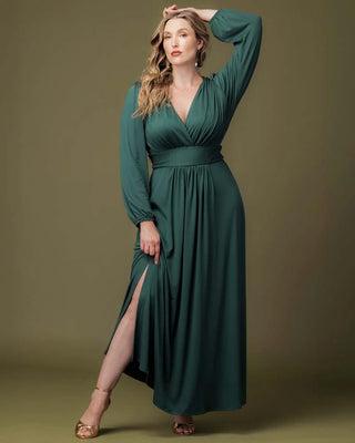 Kelsey Long Sleeve Maxi Dress in Hunter Green