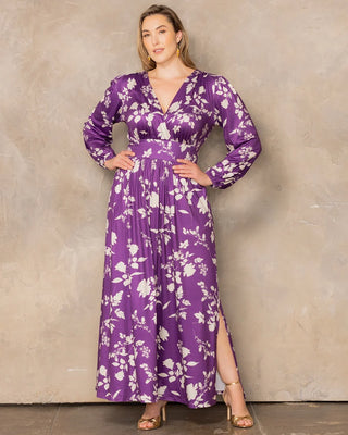 Kelsey Long Sleeve Maxi Dress in Purple Blooms