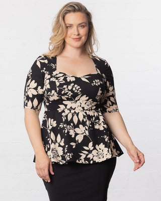 Posh Peplum Top in Vintage Ivory Florals