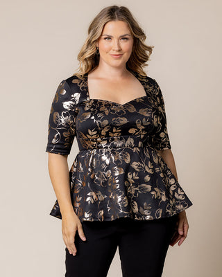 Cherished Sweetheart Peplum Top in Gilden Noir