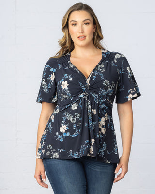 Abby Twist Front Top in French Blue Garden