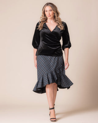 Carina Flounce Skirt - Sale! in Inkwell Plaid