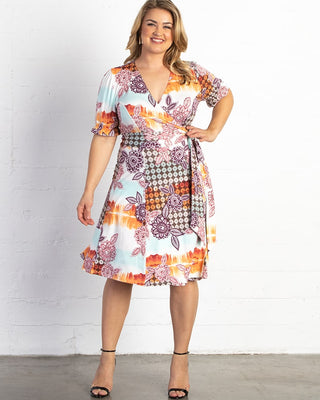 Tuscan Tie Wrap Dress  in Prismatic Sunset