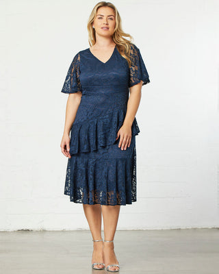 Lace Affair Cocktail Dress  in Navy Blue