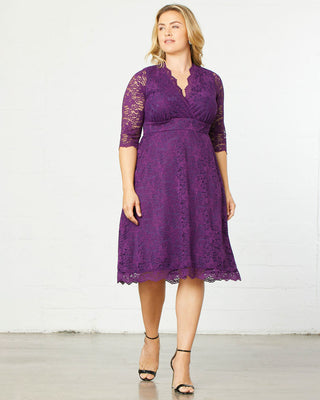Scalloped Boudoir Lace Dress  in Plum Passion