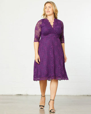 Scalloped Boudoir Lace Dress  in Plum Passion
