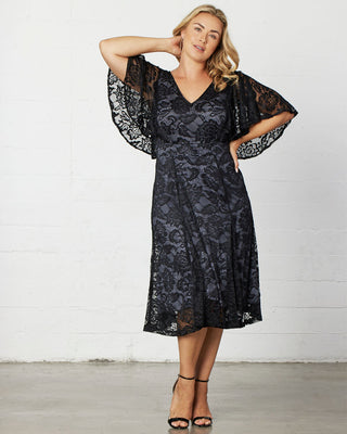 Camille Lace Cocktail Dress in Storm Grey