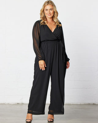 Celina Chiffon Jumpsuit in Black Noir
