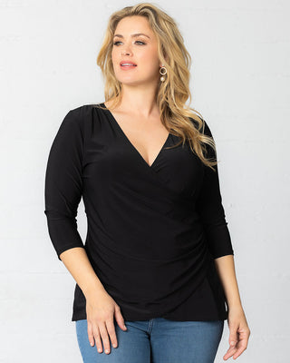 Femme Fatale Faux Wrap Top in Black