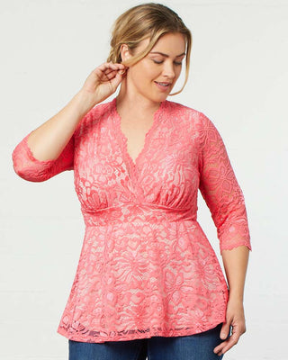 Linden Lace Top  in Coral