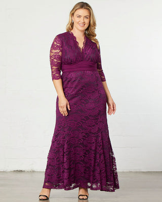 Screen Siren Lace Evening Gown  in Plum Passion