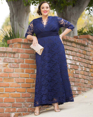 Screen Siren Lace Evening Gown  in Nocturnal Navy