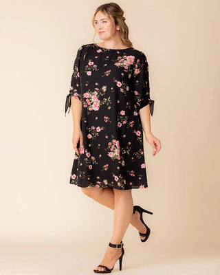 Manhattan A-Line Shift Dress in Midnight Peony Print