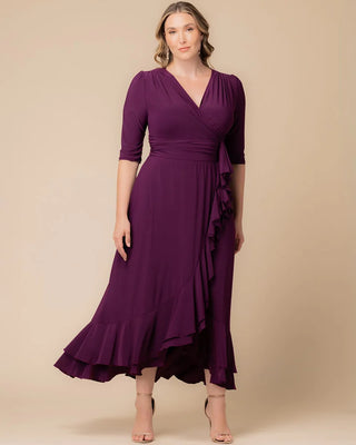 Veronica Ruffled Evening Gown in Plum Passion