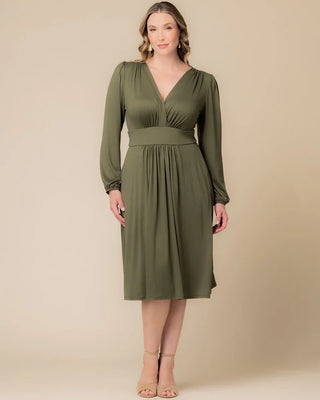Diana Long Sleeve Midi Dress in Olive