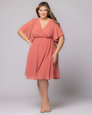 Florence Flutter Sleeve Dress - Sale! in Peachy Keen