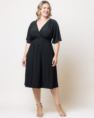 Gia Midi Dress in Black Noir