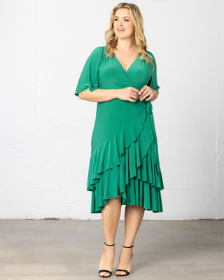 Miranda Wrap Dress  in Emerald Green