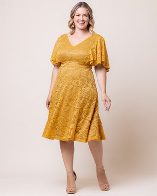 Camille Lace Cocktail Dress in Goldenrod