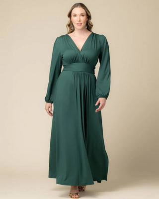 Kelsey Long Sleeve Maxi Dress in Hunter Green