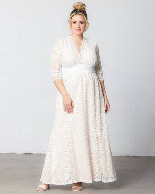 Amour Lace Wedding Gown in Ivory Lace/Nude Lining