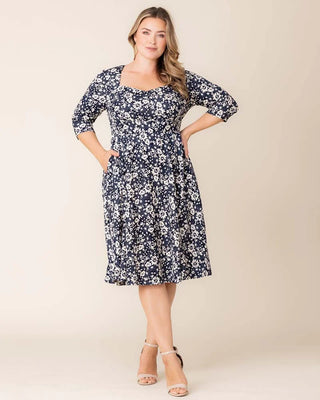 Royal Sweetheart Cocktail Dress in Aegean Blue Florals