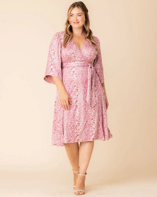 Gemini Wrap Dress in Pink Floral Falls