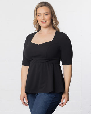 Posh Peplum Top in Black Noir