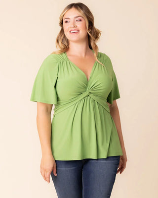 Abby Twist Front Top in Green Apple
