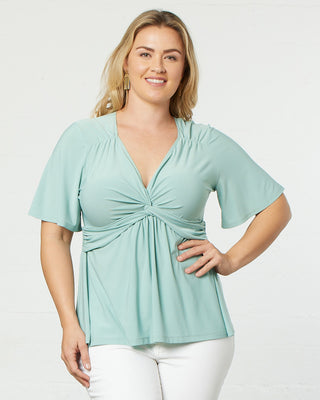 Abby Twist Front Top in Sage