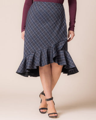 Carina Flounce Skirt - Sale! in Inkwell Plaid