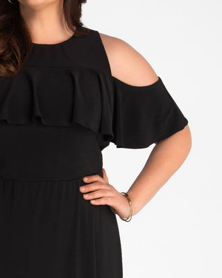 Piper Cold Shoulder Maxi Dress  in Black Noir