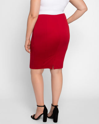 Priscilla Knit Pencil Skirt  in Ruby Red