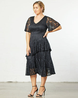 Lace Affair Cocktail Dress  in Onyx