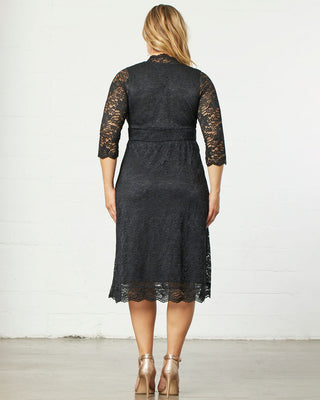 Scalloped Boudoir Lace Dress  in Black