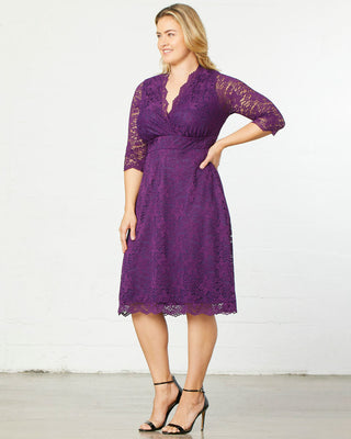 Scalloped Boudoir Lace Dress  in Plum Passion