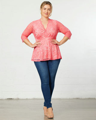 Linden Lace Top  in Coral