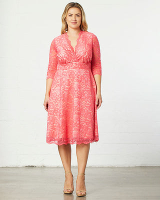 Mademoiselle Lace Cocktail Dress  in Coral
