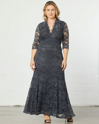 Screen Siren Lace Evening Gown  in Twilight Grey