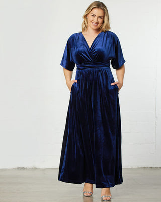 Verona Velvet Evening Gown in Navy