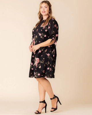 Manhattan A-Line Shift Dress in Midnight Peony Print