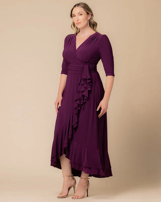 Veronica Ruffled Evening Gown in Plum Passion