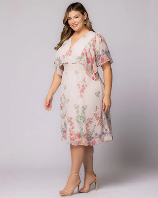 Breezy Border Print Cocktail Dress in Cottage Garden Border