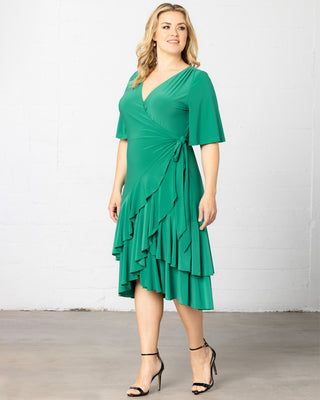 Miranda Wrap Dress  in Emerald Green