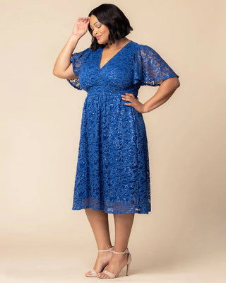 Starry Sequined Lace Cocktail Dress in Sapphire