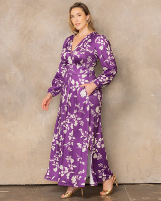 Kelsey Long Sleeve Maxi Dress in Purple Blooms